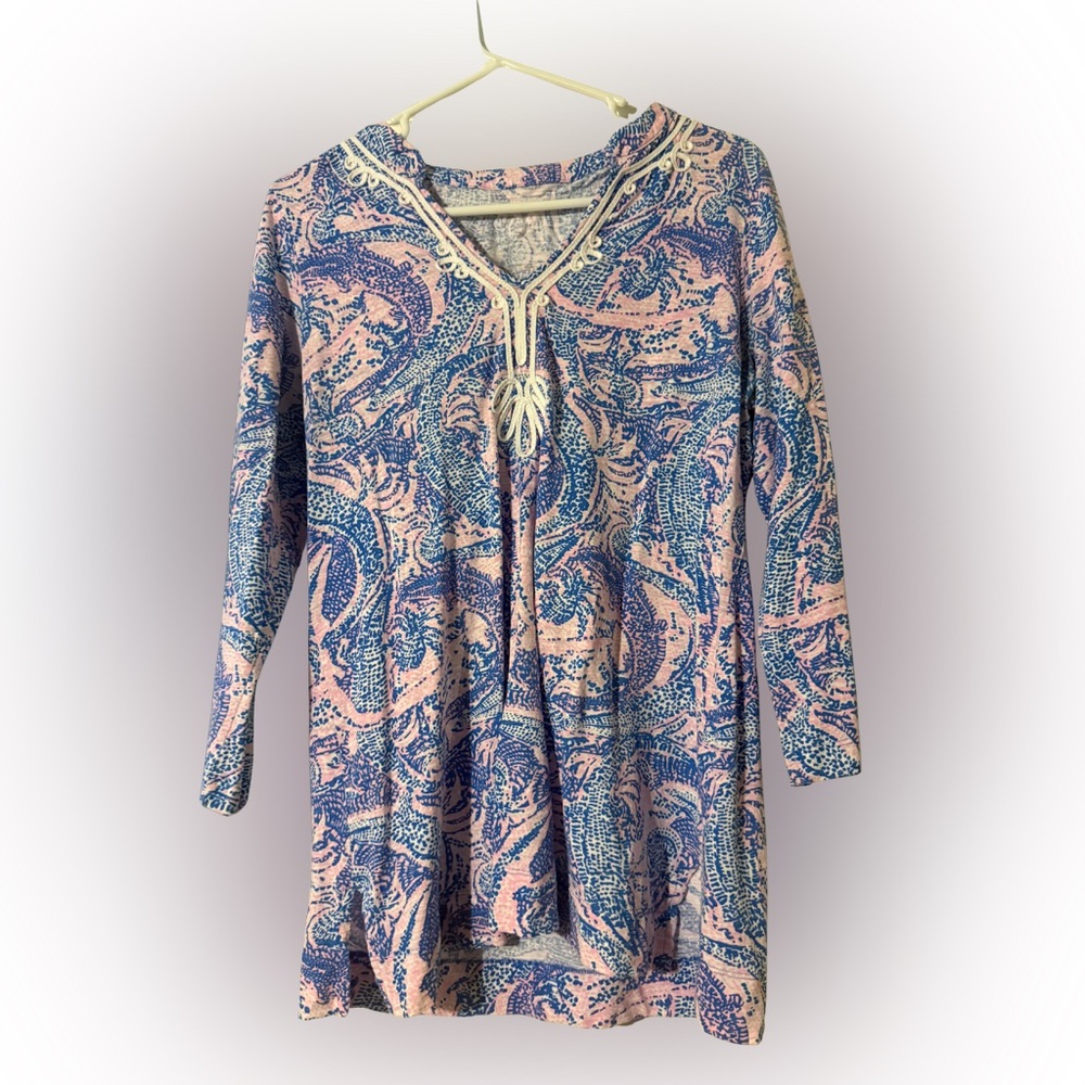 Lilly Pulitzer Kaia Knit Pink and Blue Patterned Tunic Top